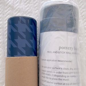 Pottery Barn Navy Houndstooth Peel & Stick Wallpaper - 2 Tubes - 2 Panels Each